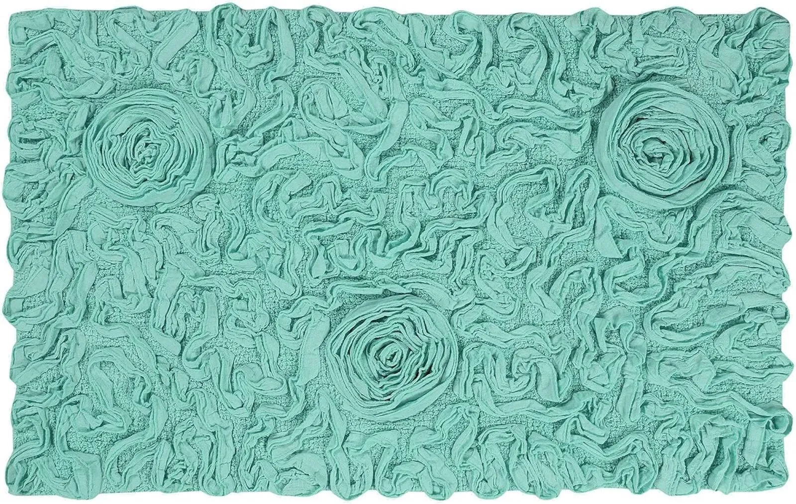 Home Weavers Bell Flower Collection 100% Cotton Tufted Bath Rug Turquoise 24"x40