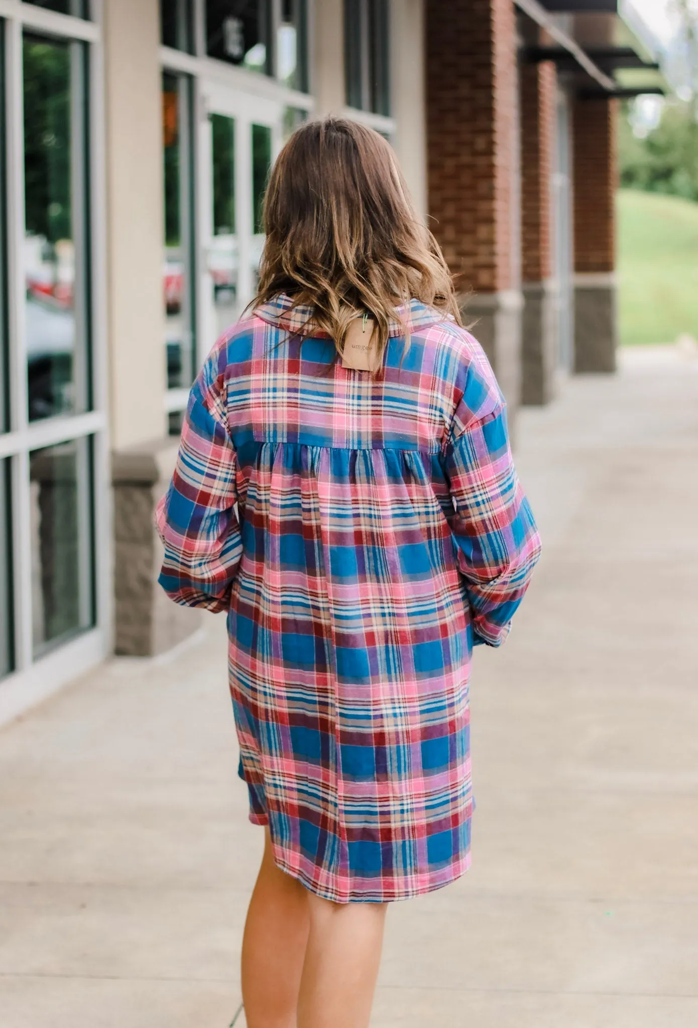 Hometown Babe Plaid Dress in Blue