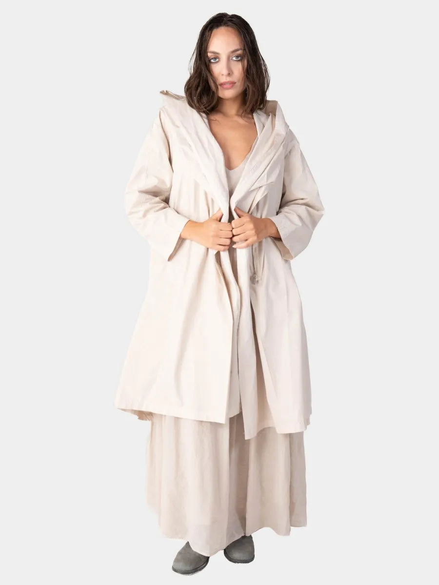Hooded Zip Mid Length Cotton Jacket