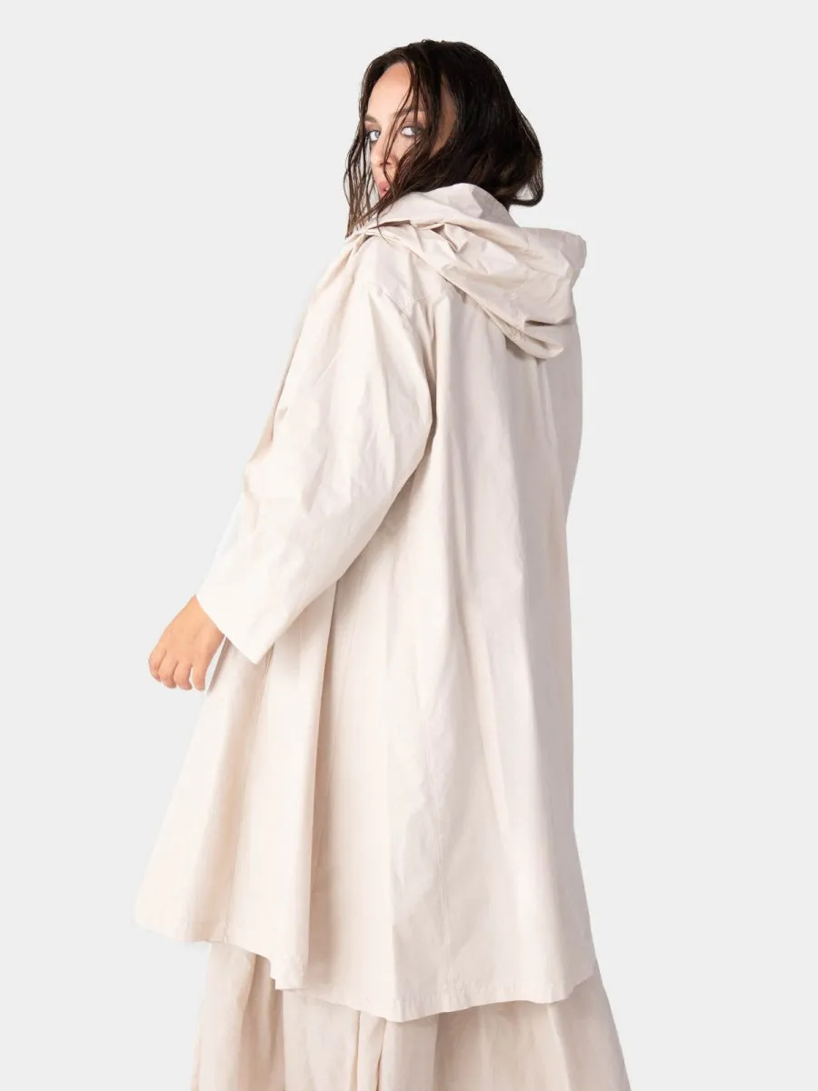 Hooded Zip Mid Length Cotton Jacket