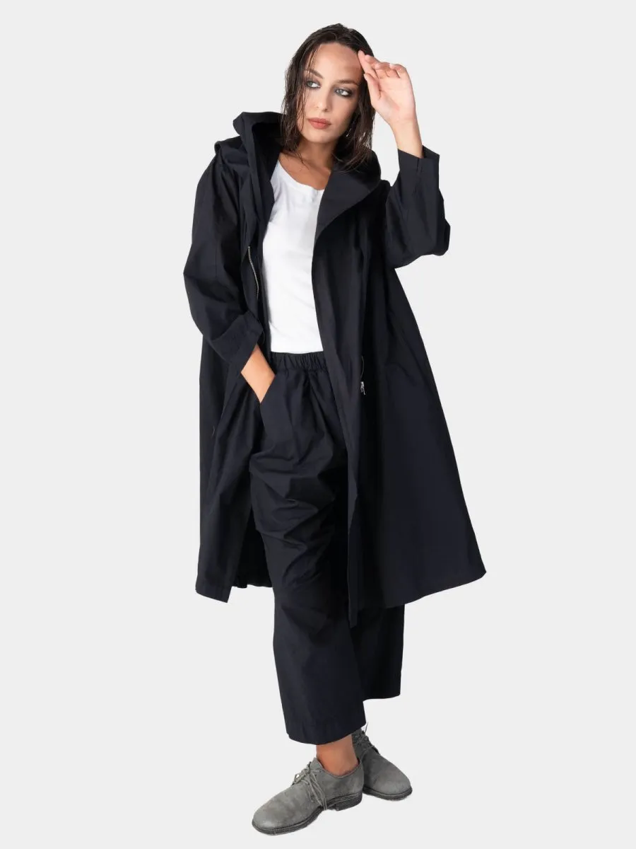 Hooded Zip Mid Length Cotton Jacket