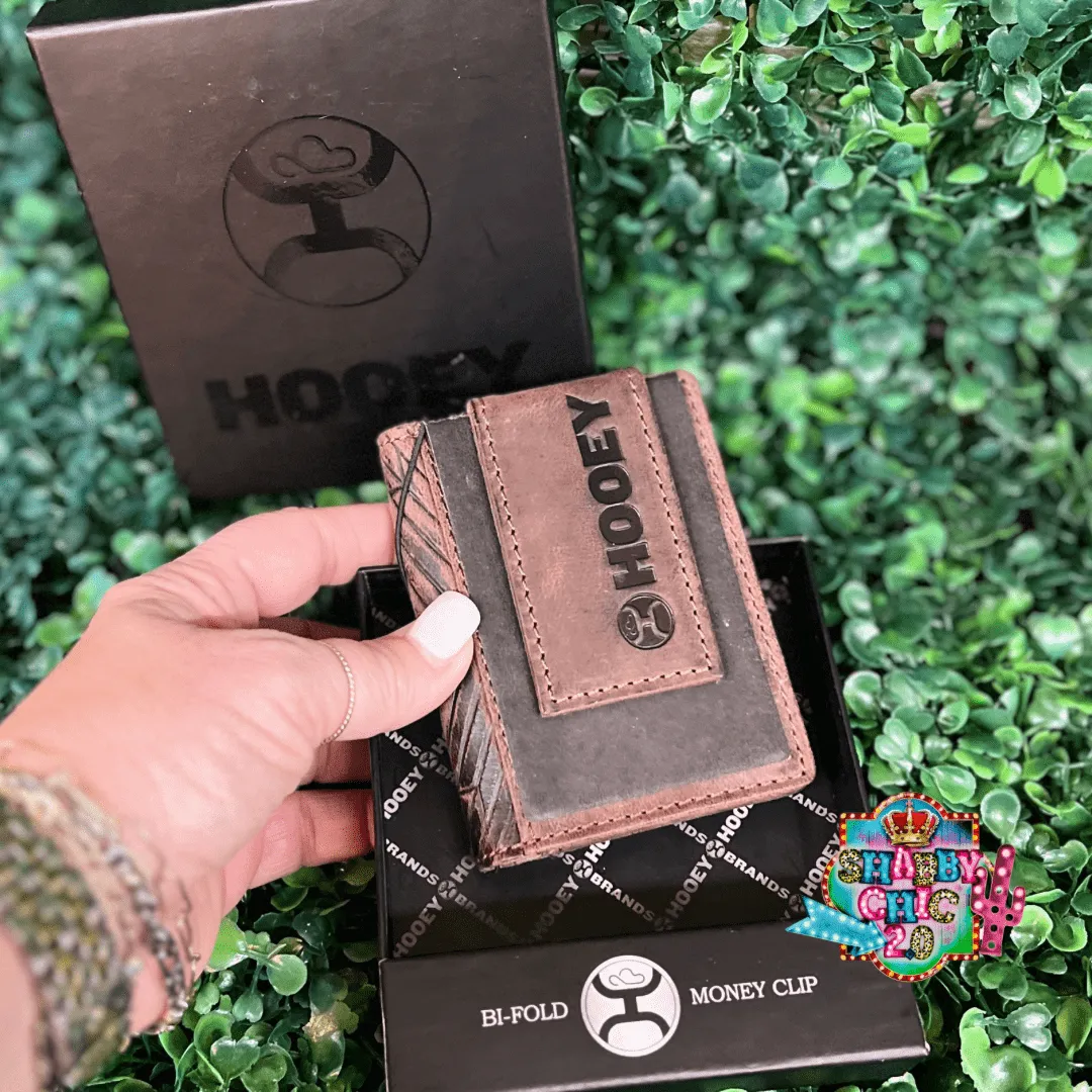 HOOEY  "AUSTIN" HOOEY BIFOLD MONEY CLIP BROWN W/ AZTEC