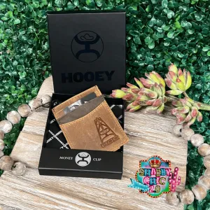 HOOEY  "HOG " MONEY CLIP TAN & BROWN LEATHER