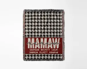 Houndstooth and Red Mother Blanket with Names