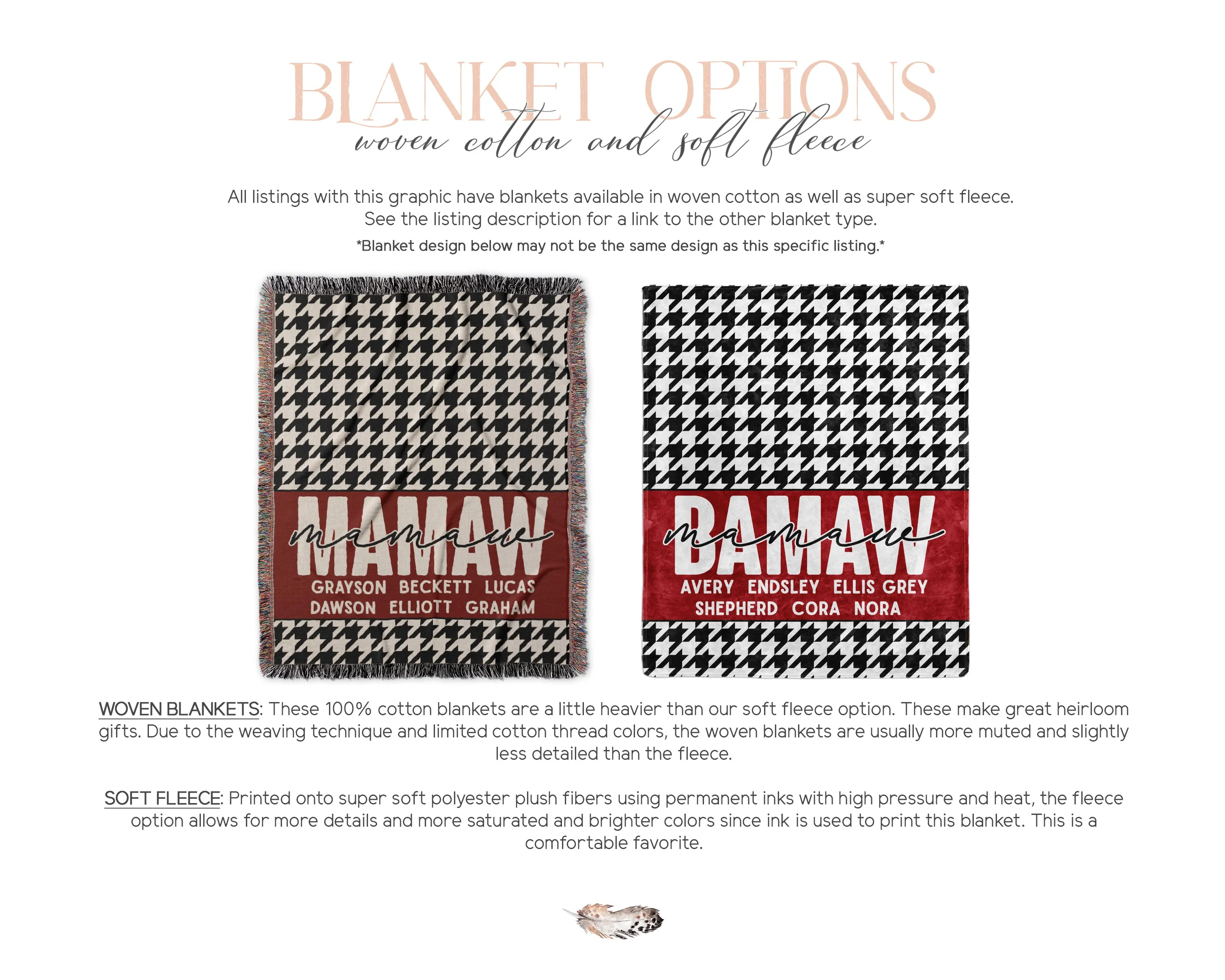 Houndstooth and Red Mother Blanket with Names
