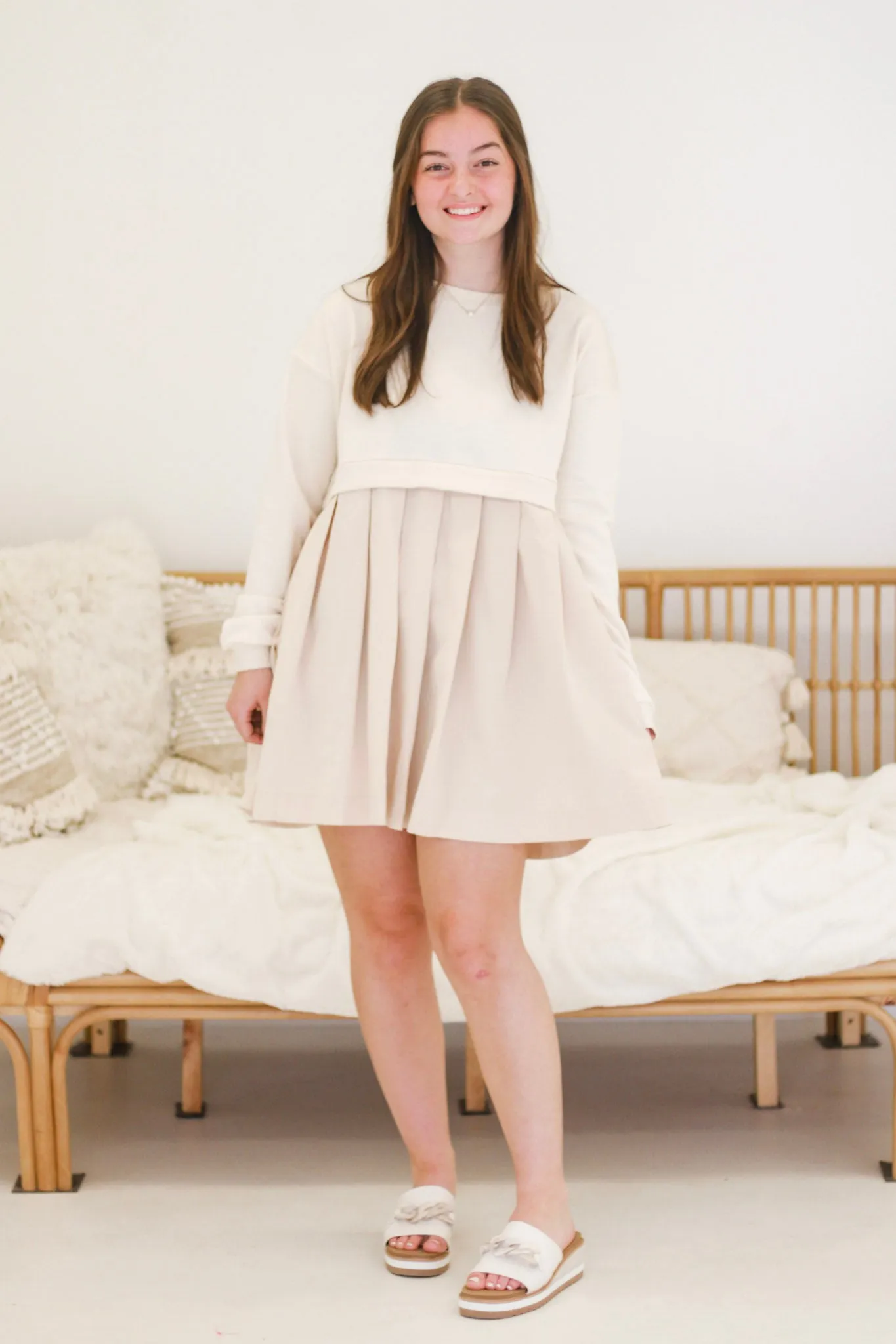 Hug Me Tight Mini Dress in Stone
