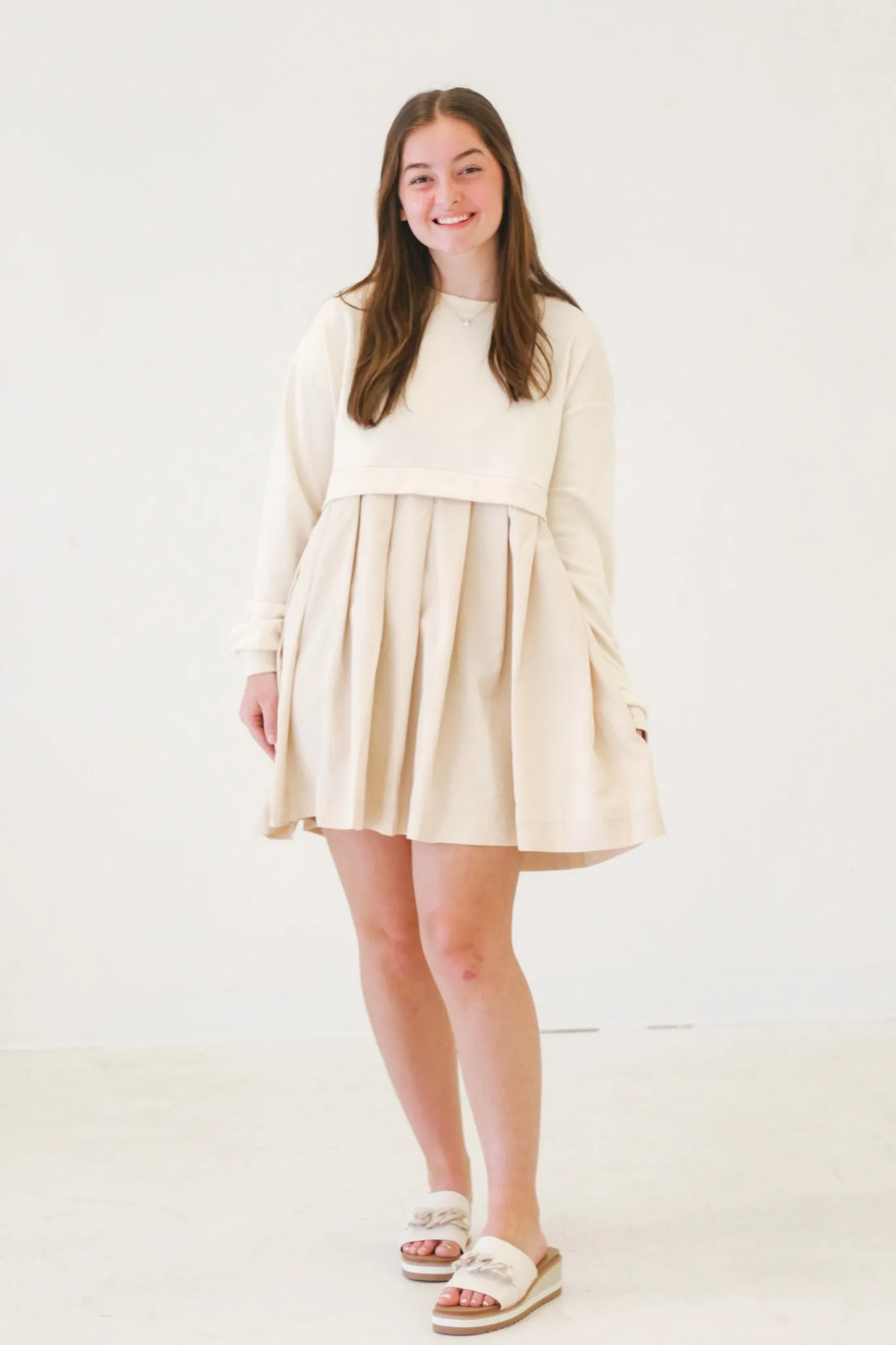Hug Me Tight Mini Dress in Stone