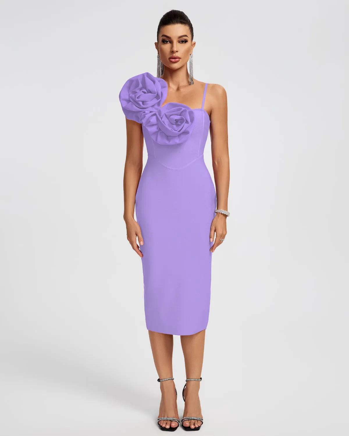 Huge Flowers Bandage Midi Dress