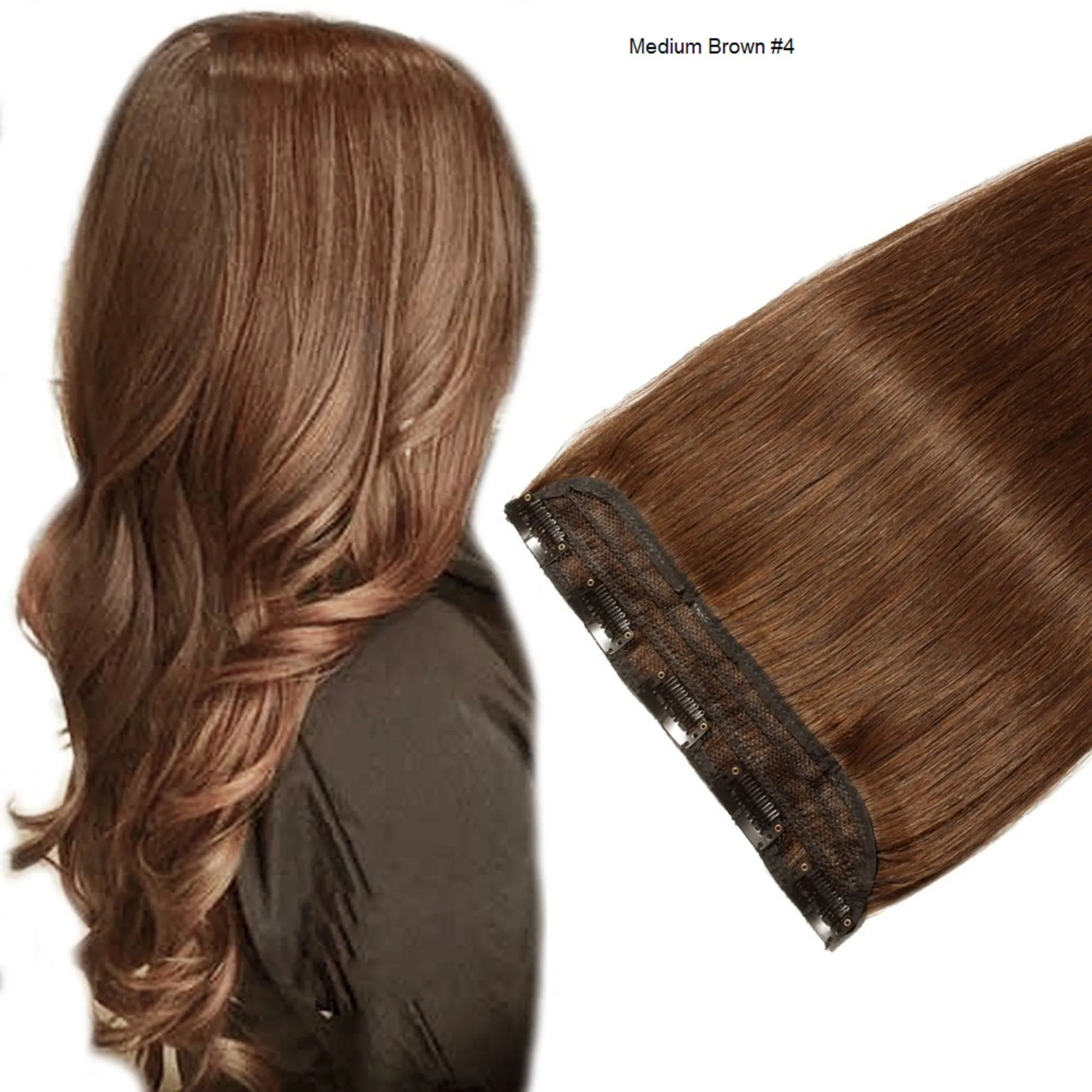 Human Hair Clip in Extensions One Piece 5 Clips Choose Color to Match Your Hair or Create a New Look while adding Volume to your Style 16"
