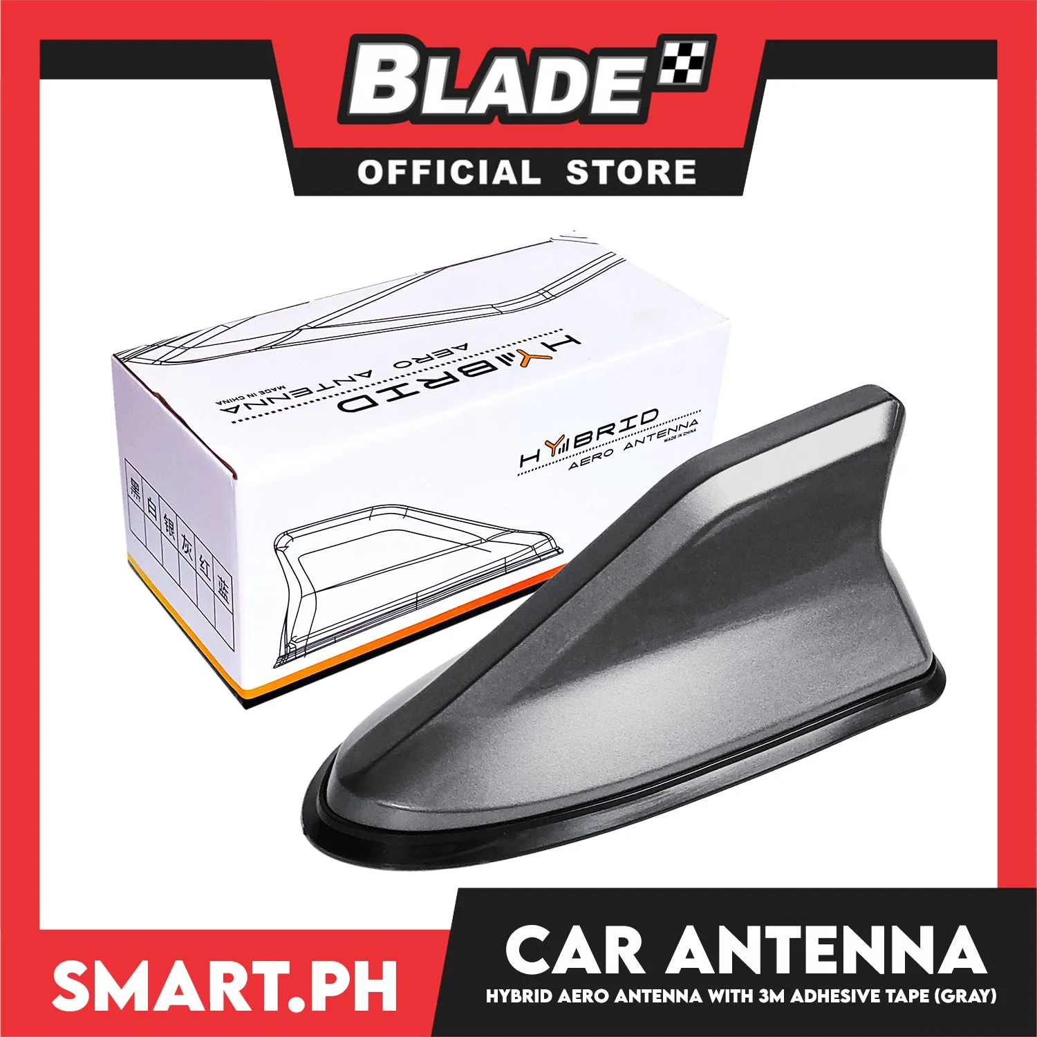 Hybrid Aero Car Antenna Shark (Gray) Signal for Car Super, Functional With 3M Adhesive Tape, Car Exterior Accessories