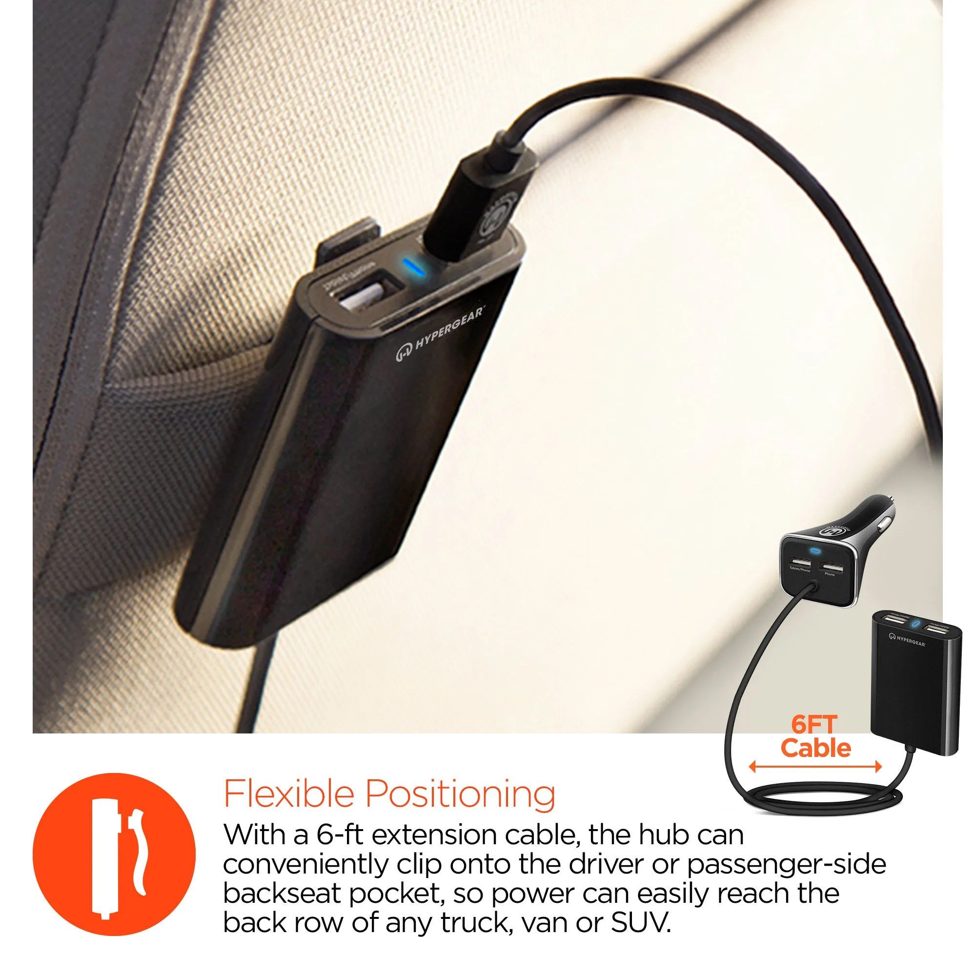 HYPERGEAR Road Runner 4 USB Car Charger 8.2 A