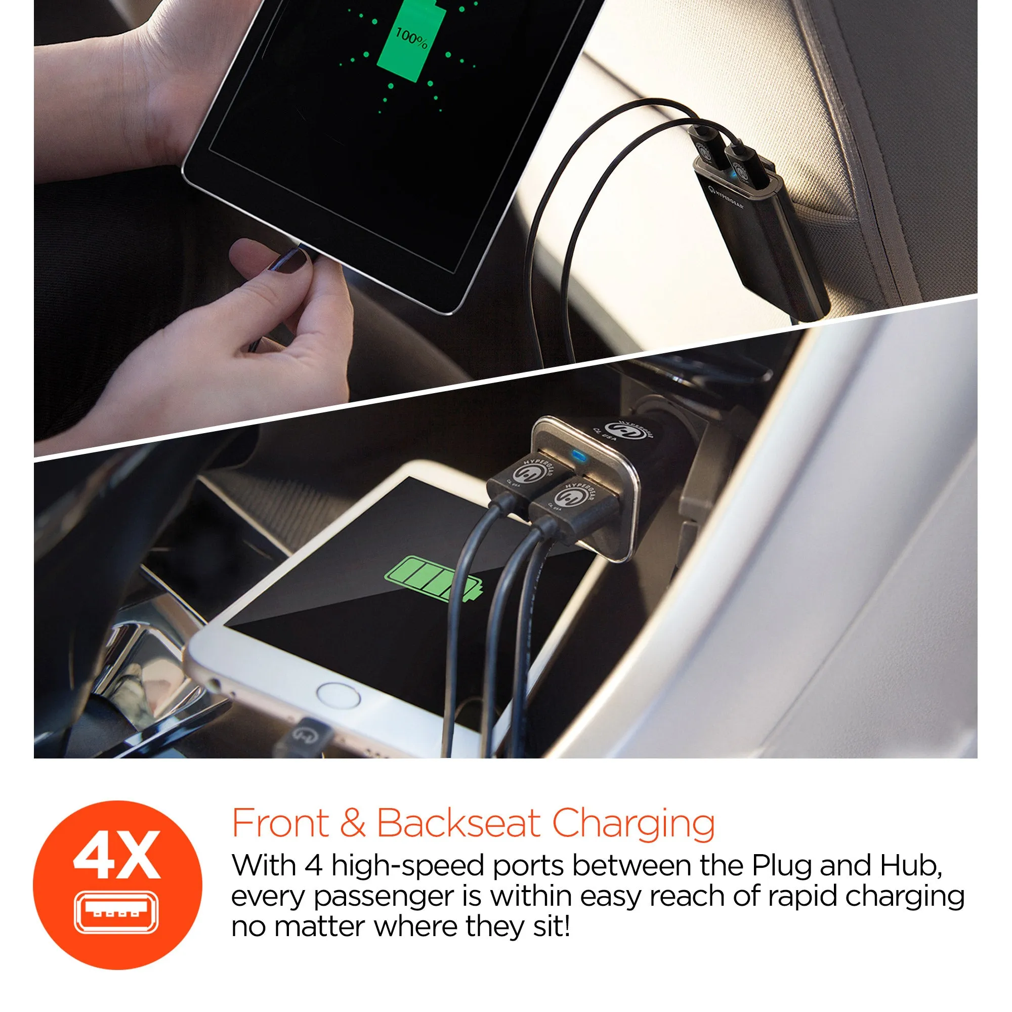 HYPERGEAR Road Runner 4 USB Car Charger 8.2 A