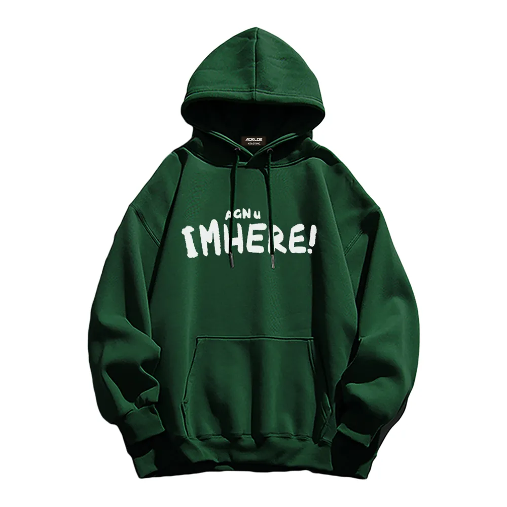 I am Here Letter Print Hoodie