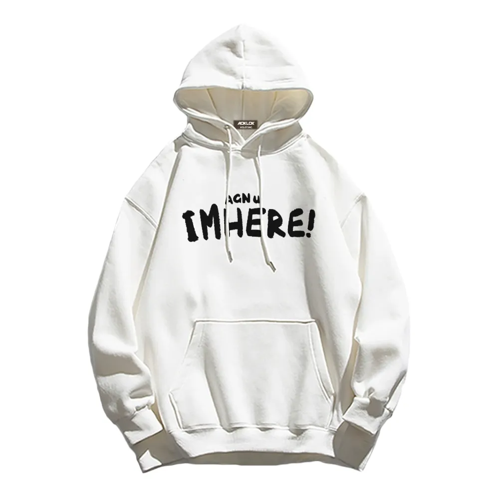 I am Here Letter Print Hoodie