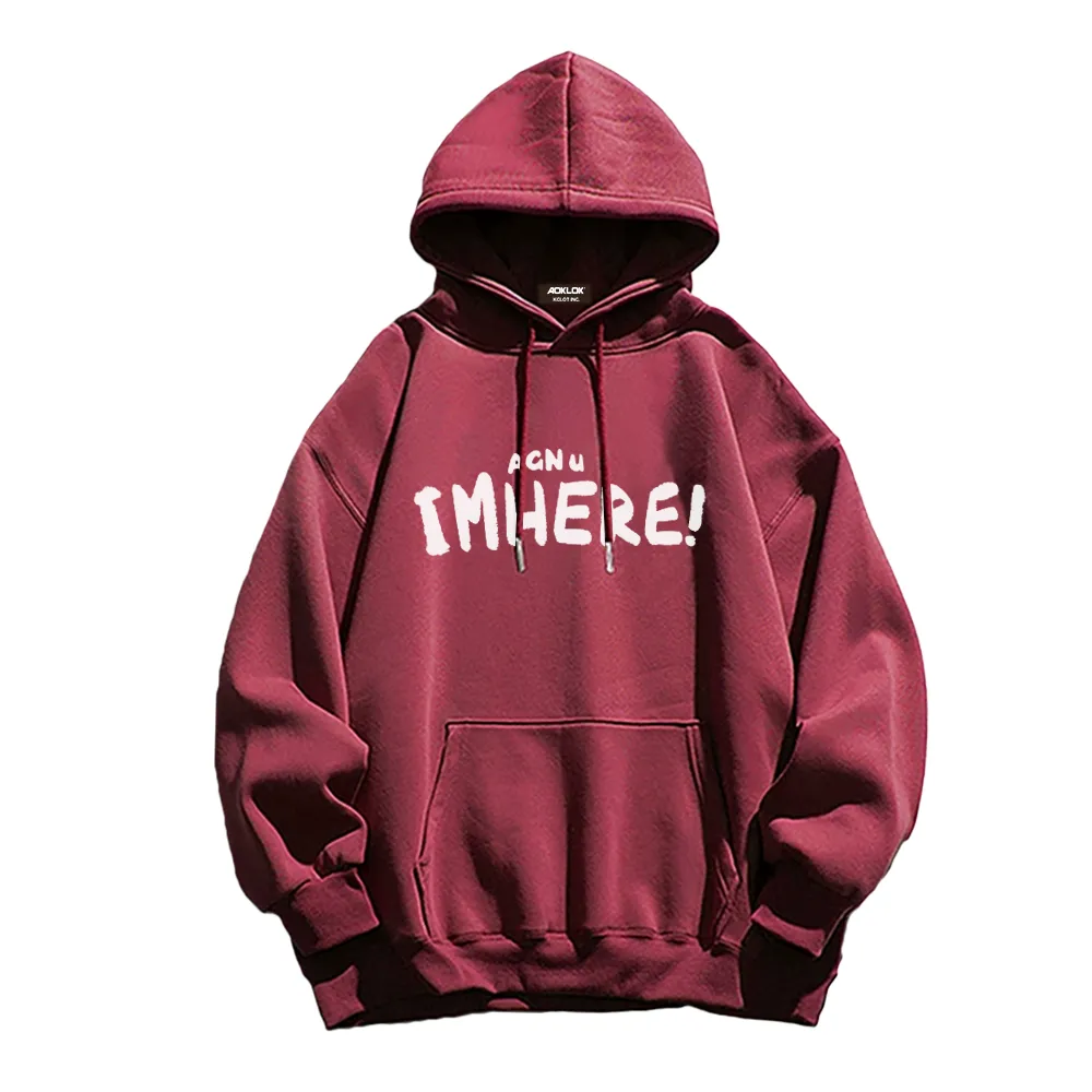 I am Here Letter Print Hoodie