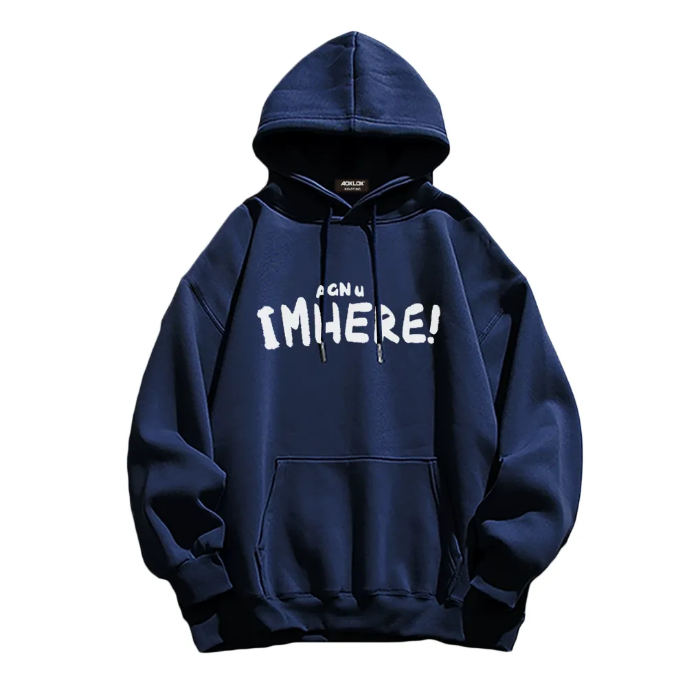 I am Here Letter Print Hoodie