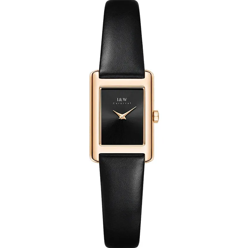 I&W - Gold-Plated Women’s Square Quartz Watch   Free Bracelet