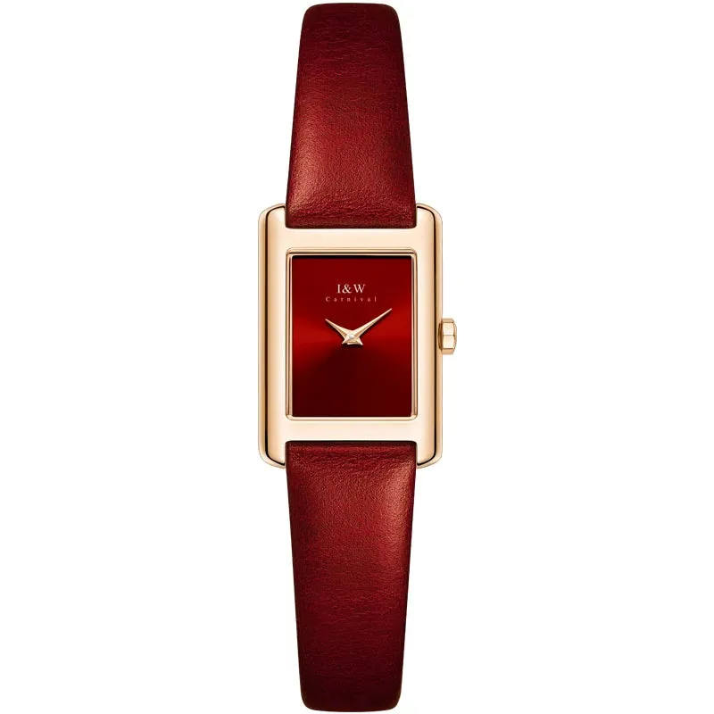I&W - Gold-Plated Women’s Square Quartz Watch   Free Bracelet