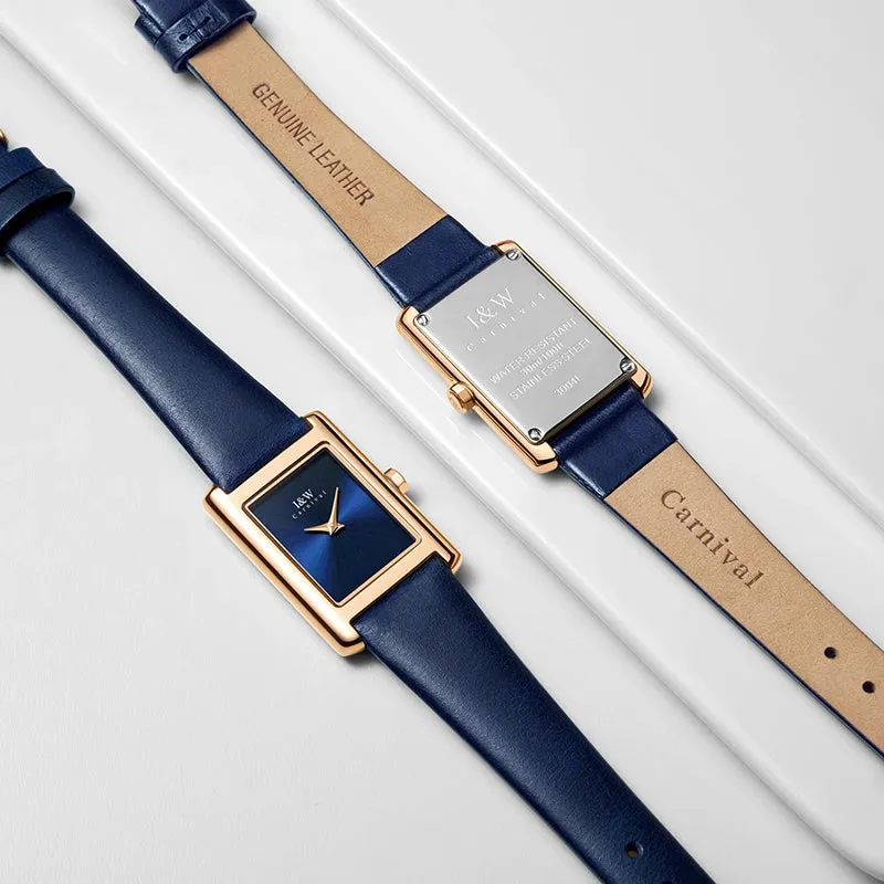 I&W - Gold-Plated Women’s Square Quartz Watch   Free Bracelet