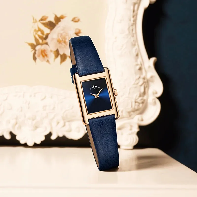 I&W - Gold-Plated Women’s Square Quartz Watch   Free Bracelet