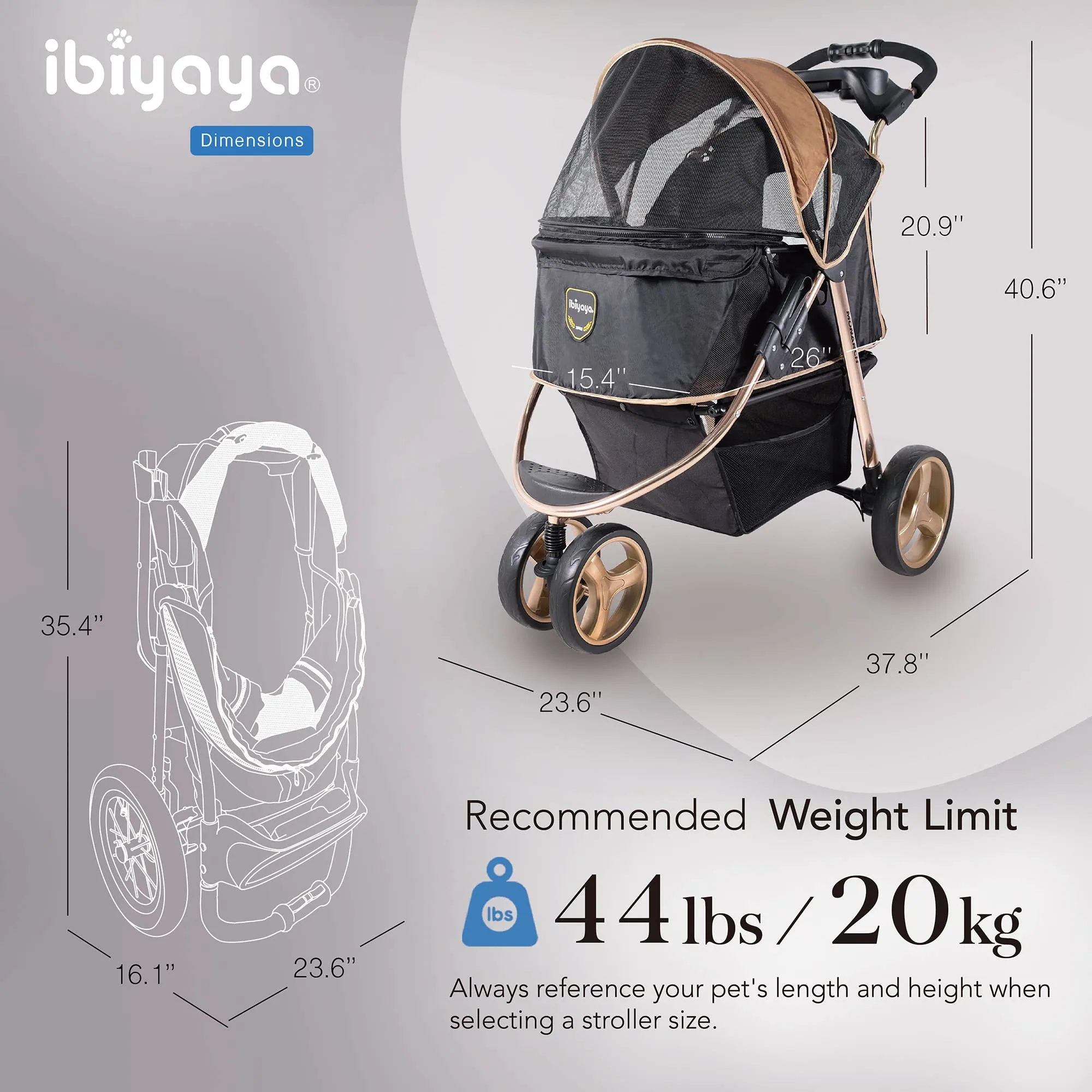 Ibiyaya - Monarch Premium Pet Jogger, Designer-Luxury Dog Stroller