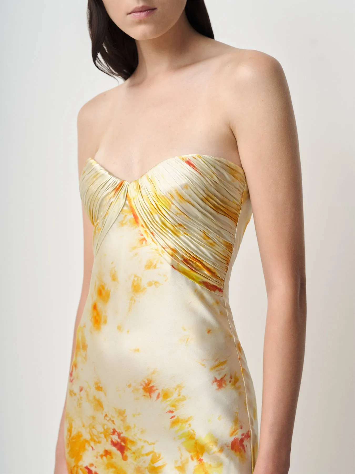 Ice Dyed Ruched Bustier Dress