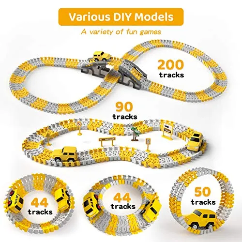 iHaHa 236 PCS Construction Race Tracks for Kids Boys Toys, 6 PCS Construction Car and Flexible Track Playset Create A Engineering Road Gifts for 3 4 5 6 Year Old Boys Girls Best Toys