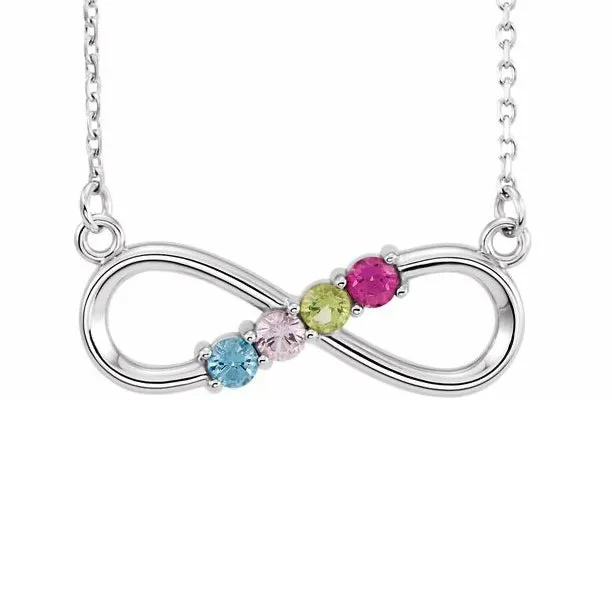 Infinity Mother's Family Birthstone Station Pendant Necklace