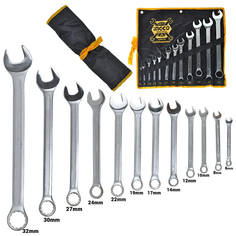 Ingco 12-Piece Combination Spanner Set - HKSPA1143