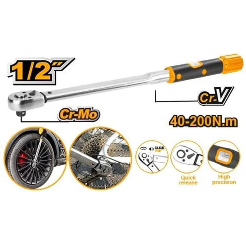 Ingco 1/2″ Torque Wrench with Adjustable Range – HPTW200N1