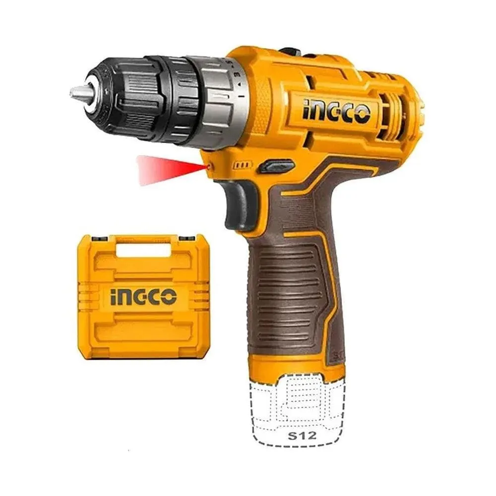 Ingco 12V Lithium-Ion Cordless Drill With 2 Pieces 1.5Ah Battery - CDLI12202