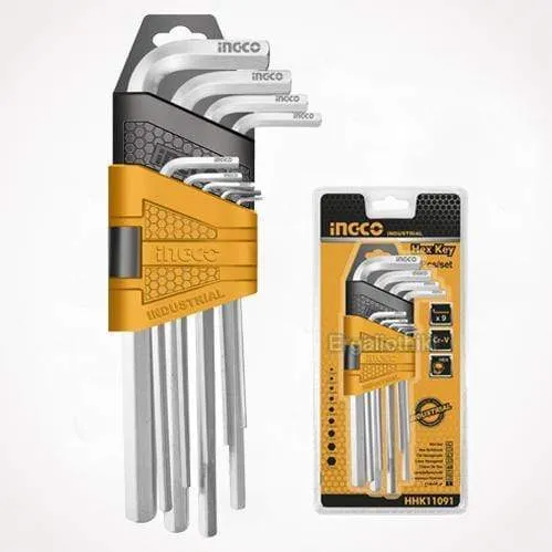 Ingco 9-Piece Hex Key Set with Long Arms - HHK11091