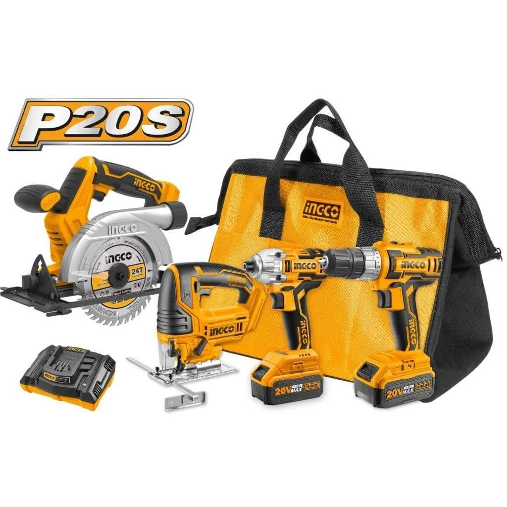Ingco Lithium-Ion 4-Pieces Cordless Combo Kit 20V - CKLI2010