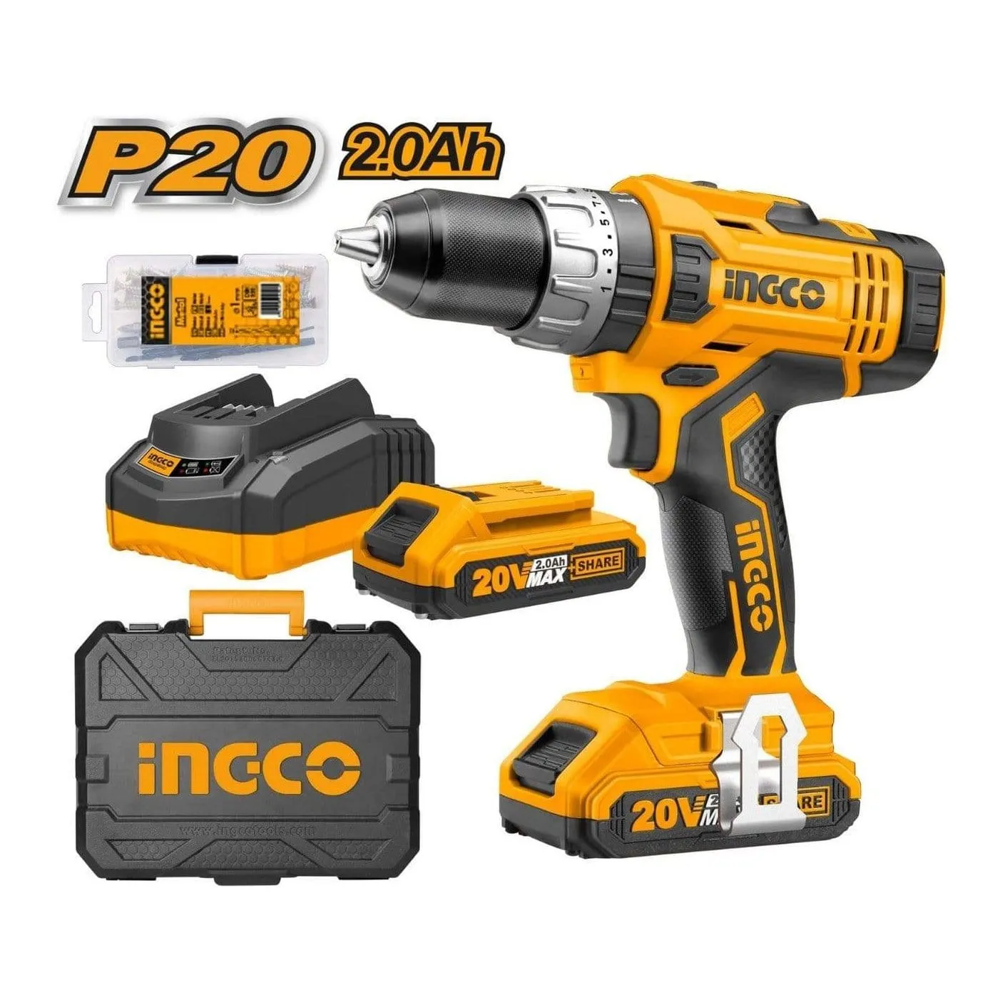 Ingco Lithium-Ion Cordless Drill 20V 2.0Ah - CDLI2003