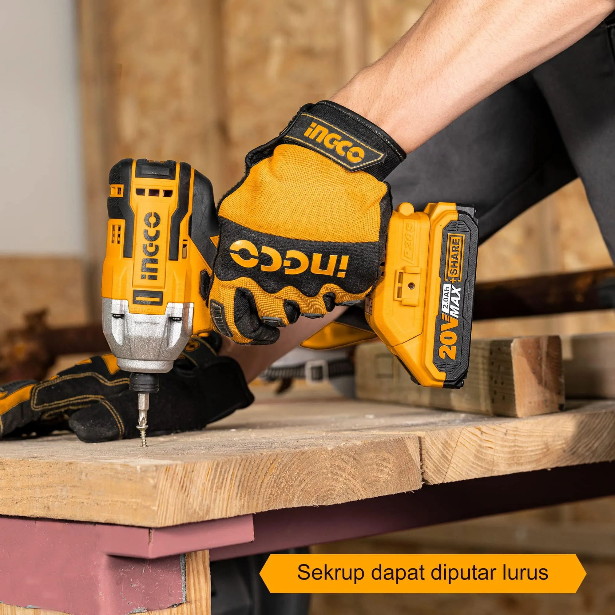Ingco Lithium-Ion Cordless Drill   Hammer Impact Drill Combo Kit 20V - CKLI2006