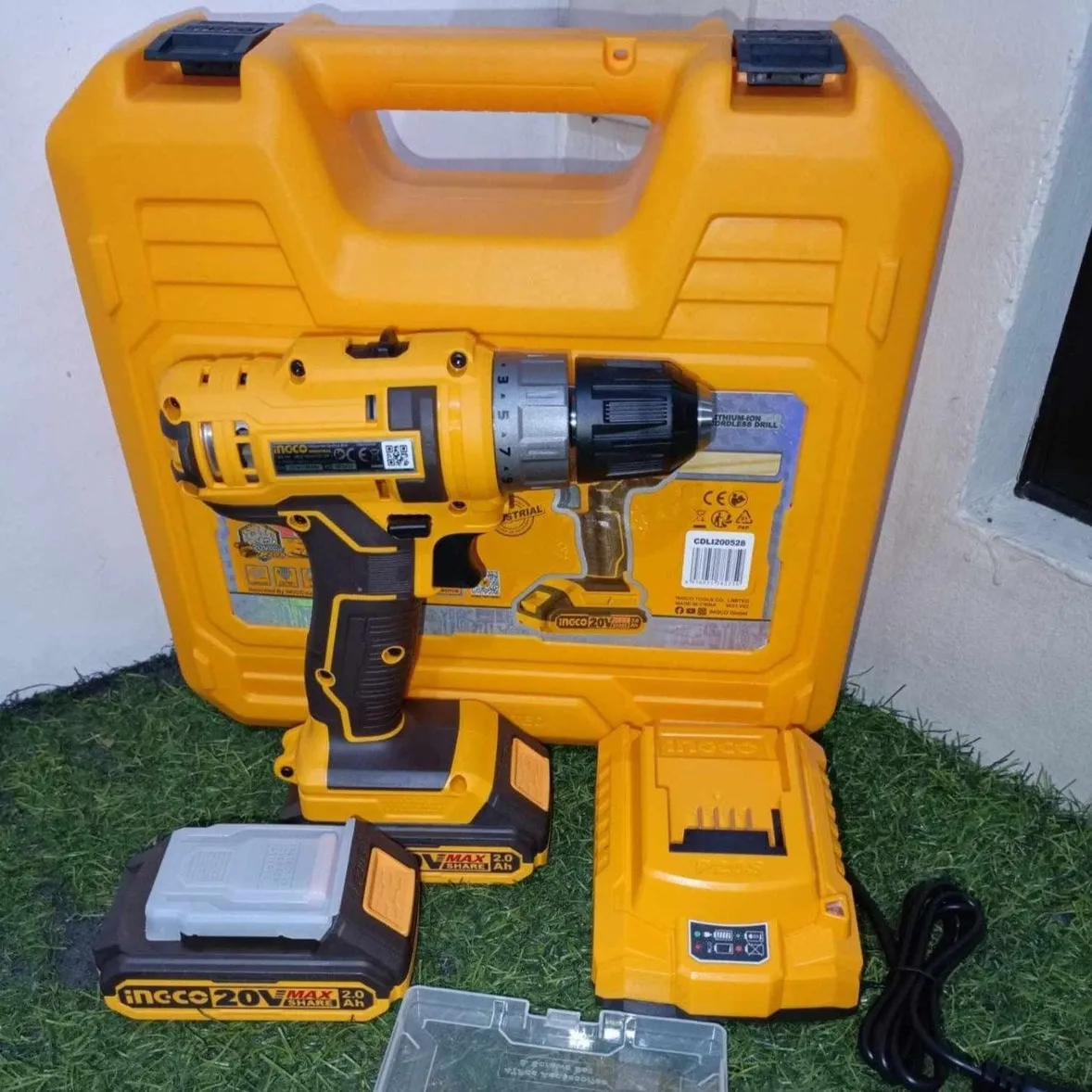 Ingco Lithium-Ion Cordless Drill with Two 20V 2.0Ah Batteries & Charger - CDLI200528