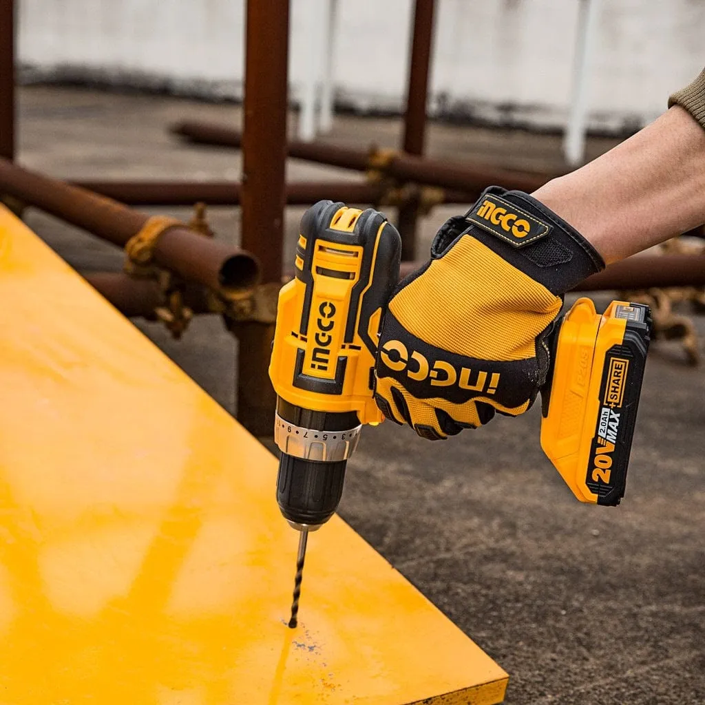 Ingco Lithium-Ion Cordless Hammer Impact Drill with Two 20V 2.0Ah Batteries & Charger - CIDLI20031