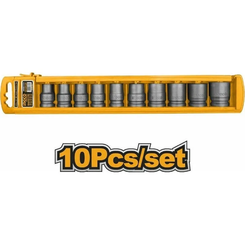 Ingco ½" 10-Piece Impact Socket Set, CrMo Material - HKISSD12101