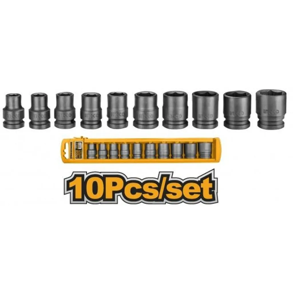 Ingco ½" 10-Piece Impact Socket Set, CrMo Material - HKISSD12101