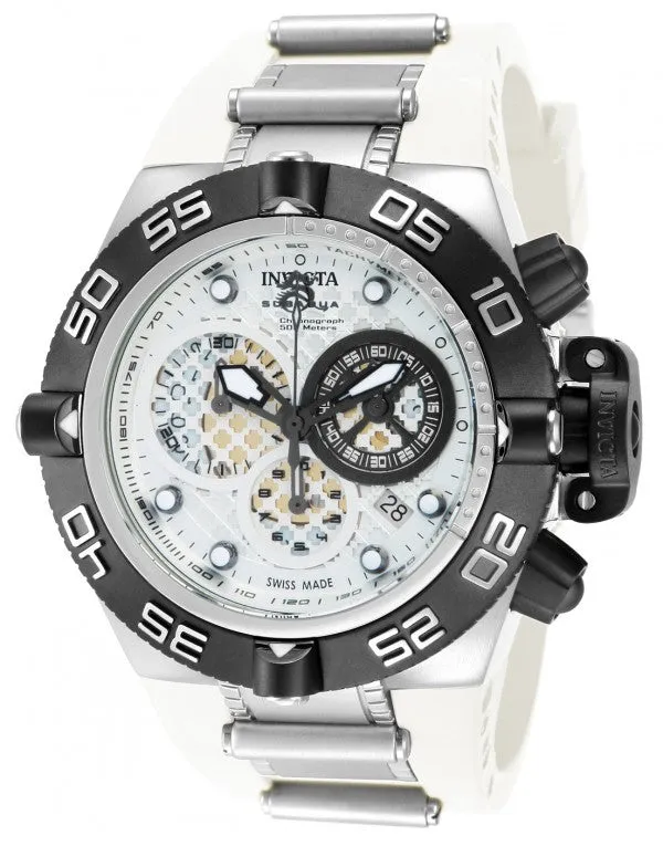 Invicta Men's 11505 Subaqua Noma IV Chronograph Silver Dial White Polyurethane Watch