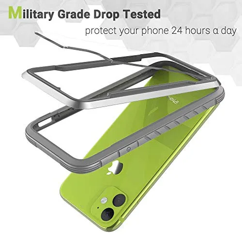 iPhone 11 Case, KAERSI Hybrid Case Cover Clear for 2019 Apple iPhone 11-6.1inch, Military Grade Anti-Drop and Shockproof TPU PC Aluminum Protection Cases with Soft Edges Non-Slip