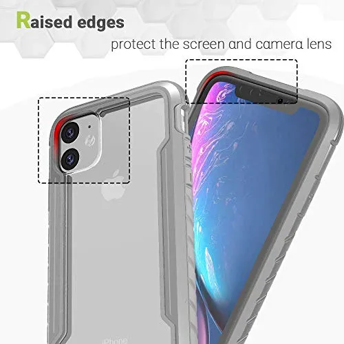 iPhone 11 Case, KAERSI Hybrid Case Cover Clear for 2019 Apple iPhone 11-6.1inch, Military Grade Anti-Drop and Shockproof TPU PC Aluminum Protection Cases with Soft Edges Non-Slip