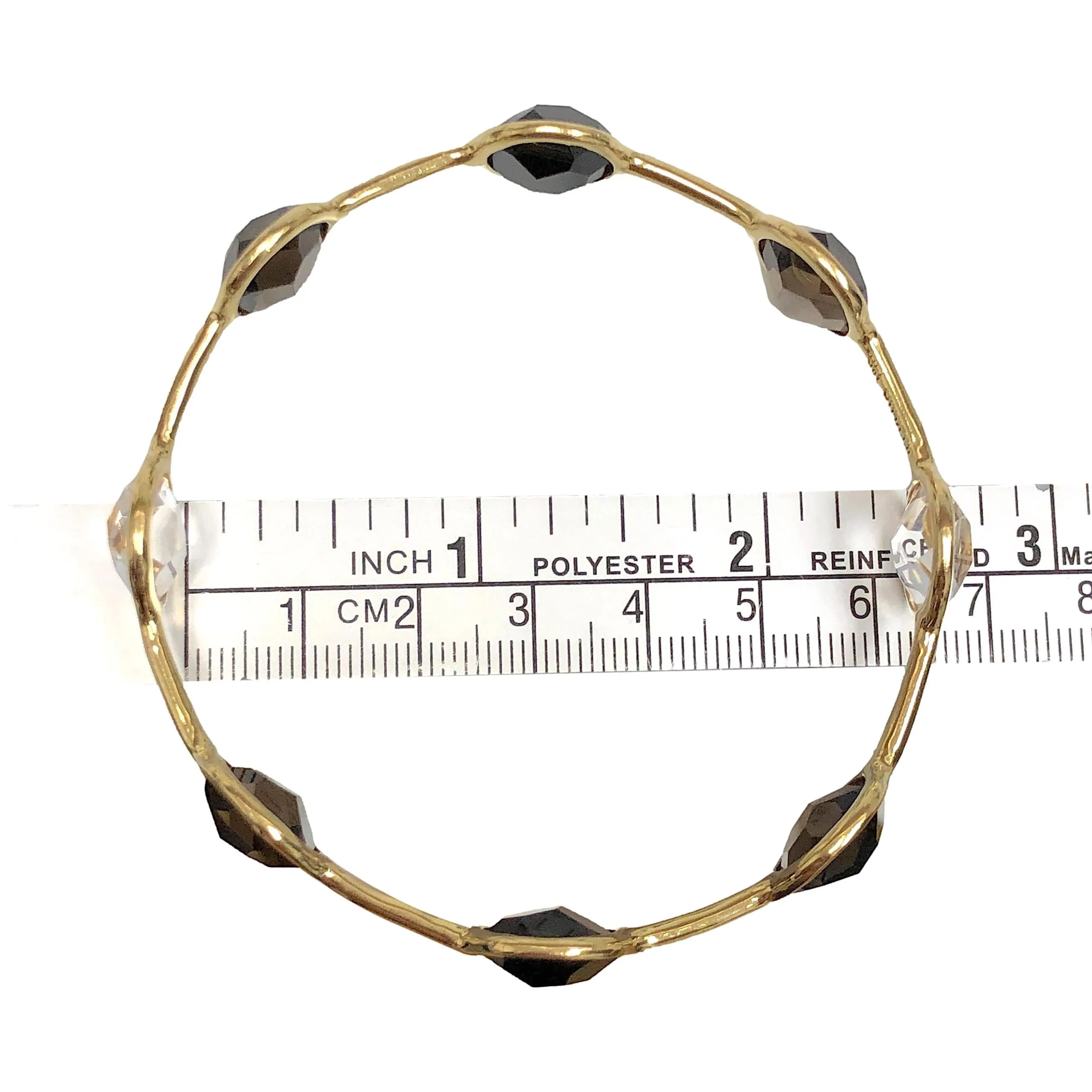 Ippolita Rock Candy 18K Yellow Gold Bangle Bracelet Rock Crystal / Smoky Quartz