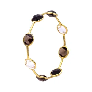 Ippolita Rock Candy 18K Yellow Gold Bangle Bracelet Rock Crystal / Smoky Quartz