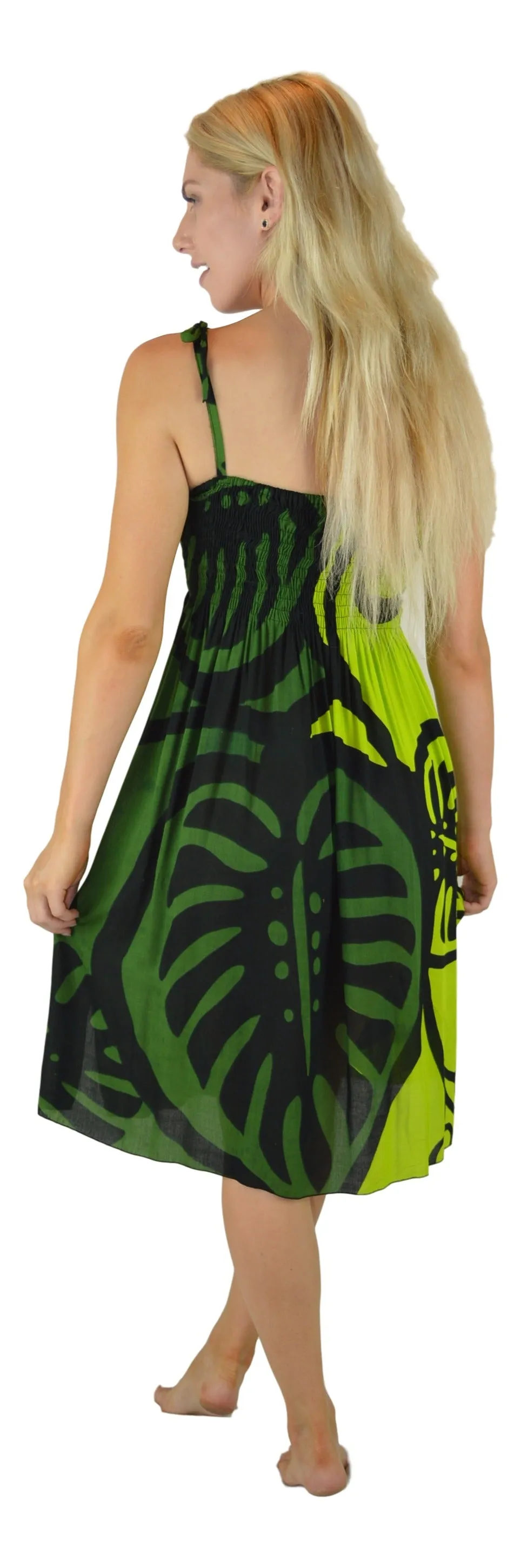 Island Style - Elastic Dress - Bold Monstera - Green