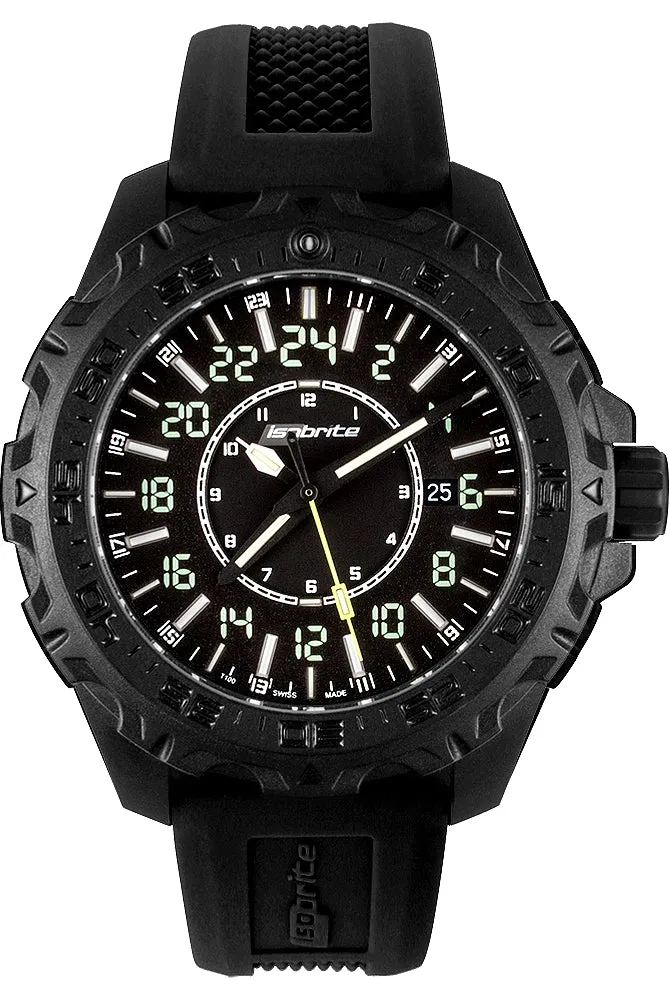 IsoBright MIL24, True 24 Hour Military and Pilot's Watch with T100 Tritium, ISO3011