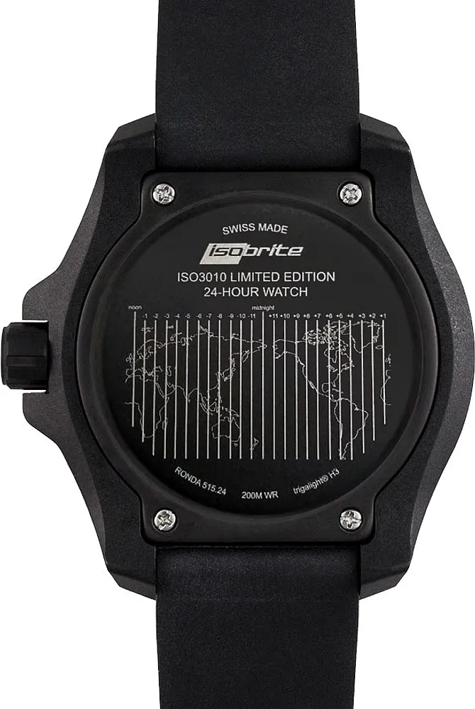 IsoBright MIL24, True 24 Hour Military and Pilot's Watch with T100 Tritium, ISO3011
