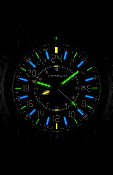 IsoBright MIL24, True 24 Hour Military and Pilot's Watch with T100 Tritium, ISO3011