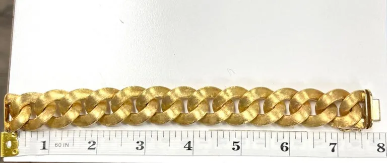 Italian Link Bracelet in 18k Yellow Gold with Florentine Brushed Finish