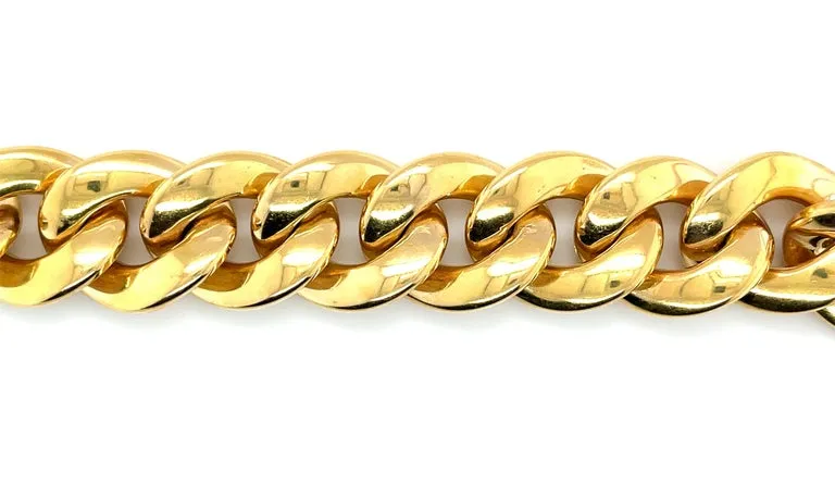 Italian Link Bracelet in 18k Yellow Gold with Florentine Brushed Finish